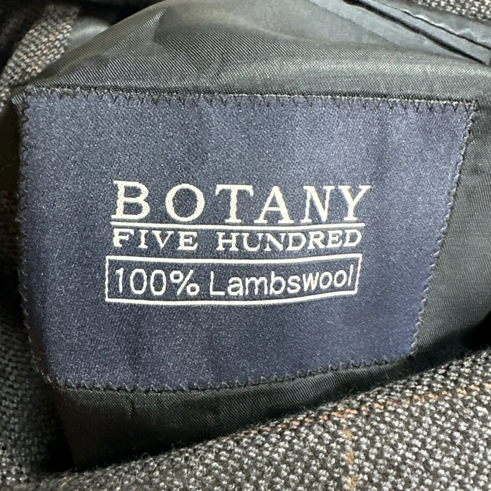 Botany 500 Allan Blazer Men 46L Blue‎ Windowpane Plaid Lambswool Sport Coat